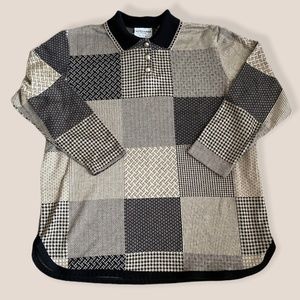 Vintage Alfred Dunner Patchwork Collar Button Shirt